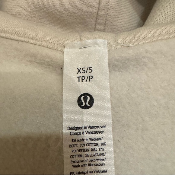 LULULEMON OVERSIZED SCUBA HOODIE IN HEATHERED BONE / GOLD SIZE XS/S - Picture 3 of 4